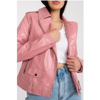 Pink Pu Leather Jacket | Etsy (US)