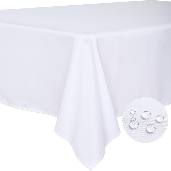 BYDOLL Table Cloth White 60x84 Inch Tablecloth for 6 Foot Rectangle Tables Outdoor Washable Wrink... | Amazon (US)