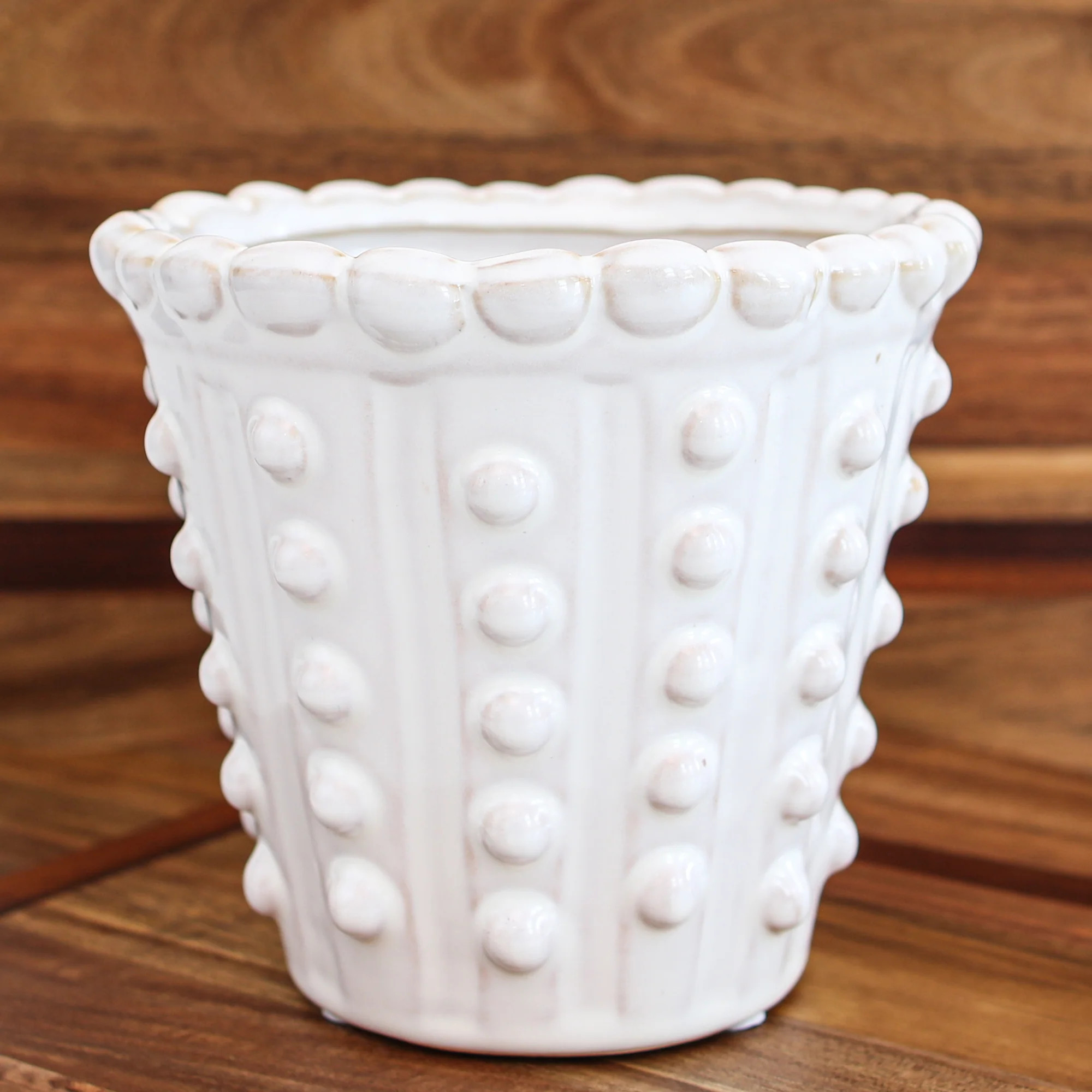 White Ceramic Dot Planter | Interior Delights