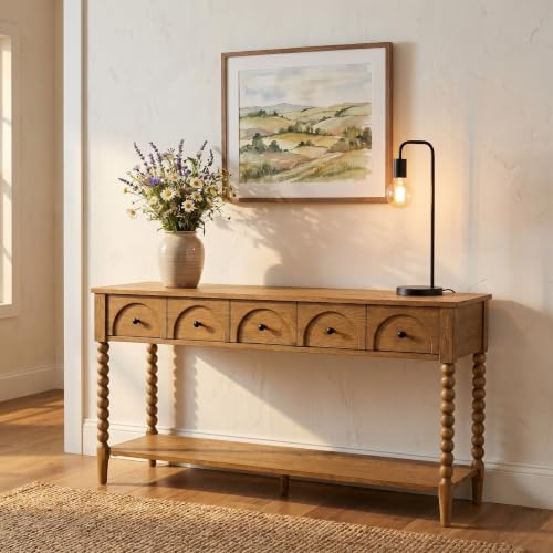 Pembroke 58" Wood Entryway Sofa Console Table, Prairie Oak | Amazon (US)