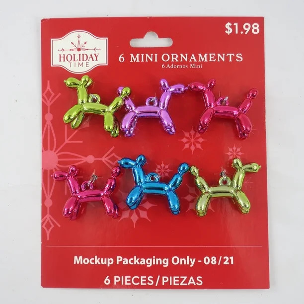 Holiday Time Balloon Dog Mini Christmas Ornaments, 6 Count - Walmart.com | Walmart (US)