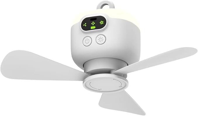 xeamun Portable Camping Fan, 10.6 Inch Tent Ceiling Fan,Rechargeable 8000mAh with Light & Hook,Ti... | Amazon (US)