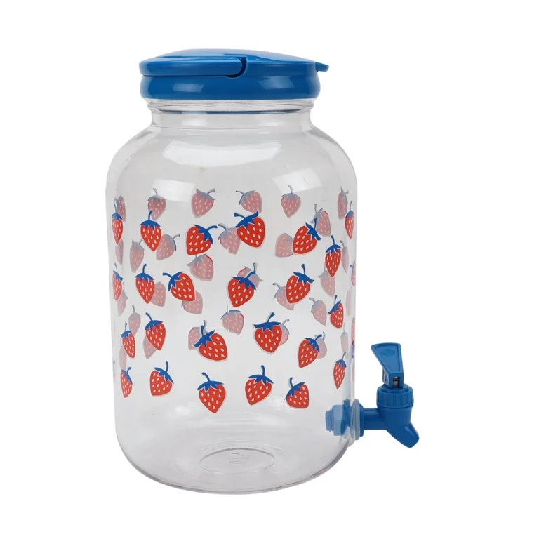 Mainstays 1.2-Gallon Acrylic Strawberry Beverage Dispenser, Red | Walmart (US)