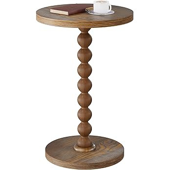 Round Side Table, Drink Table for Small Spaces, Modern Accent Nightstand with Rubberwood Leg for ... | Amazon (US)