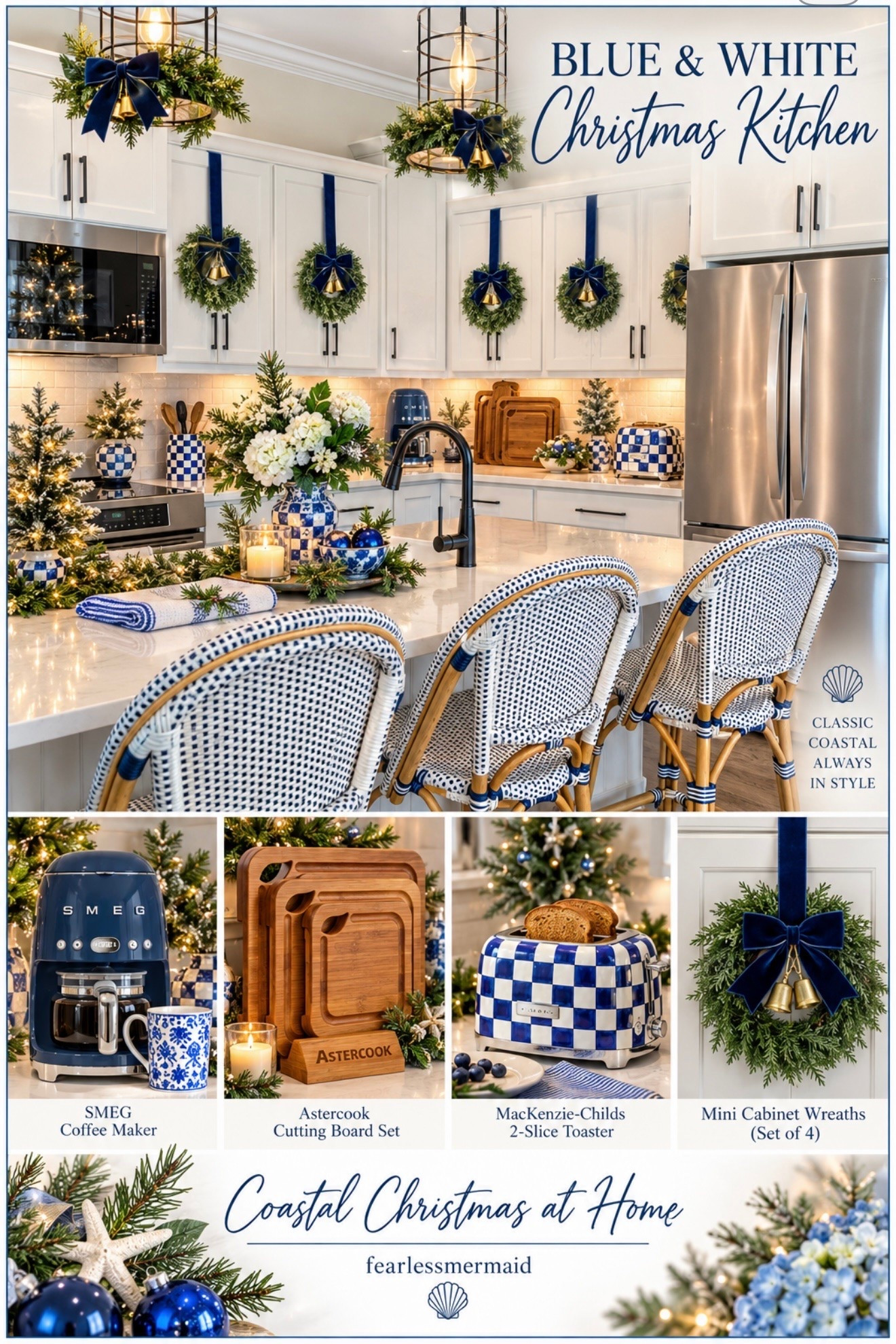 coastal blue and white kitchen

#LTKSeasonal #LTKHome