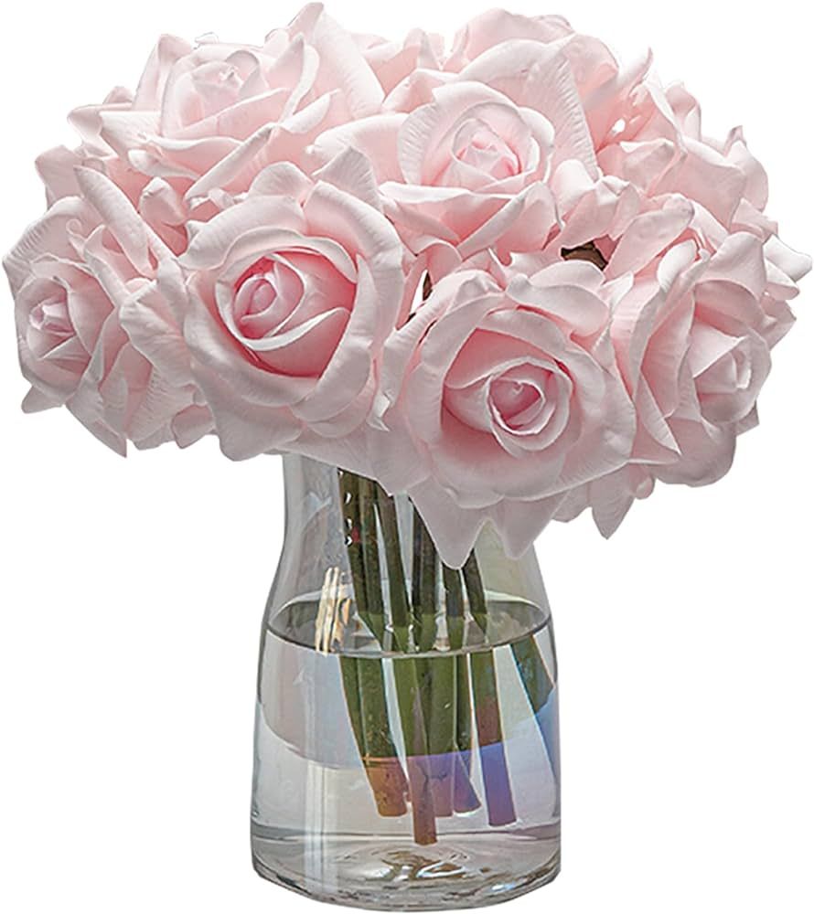 Artificial Roses Single Stem 10pcs Fake Silk Flower Arrangement Bouquet Real Touch for Home Party... | Amazon (US)