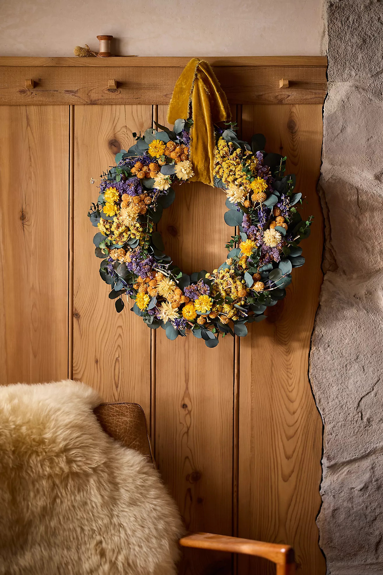 Purple + Yellow Dried Wreath | Anthropologie (US)