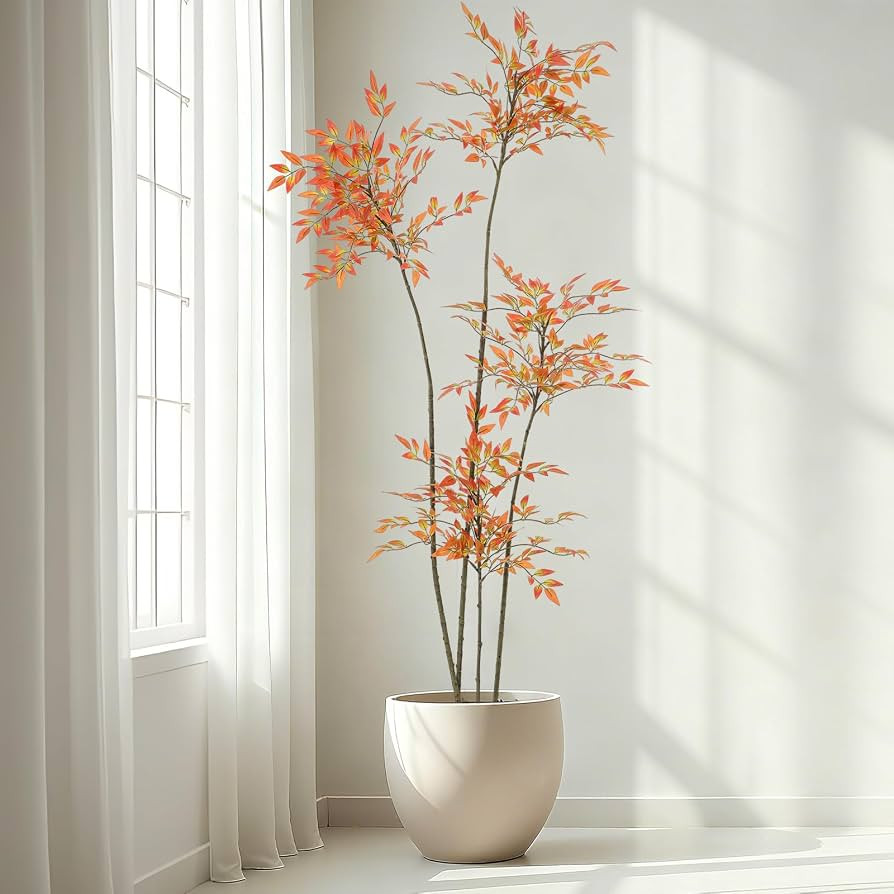 Giegxin 6ft Faux Bamboo Tree Indoor Artificial Nandina Tree Realistic Large Fake Plants Potted Pl... | Amazon (US)