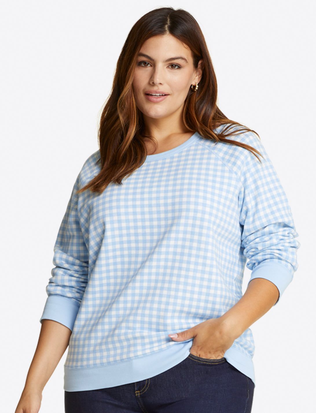 Natalie Sweatshirt in Light Blue Gingham | Draper James (US)