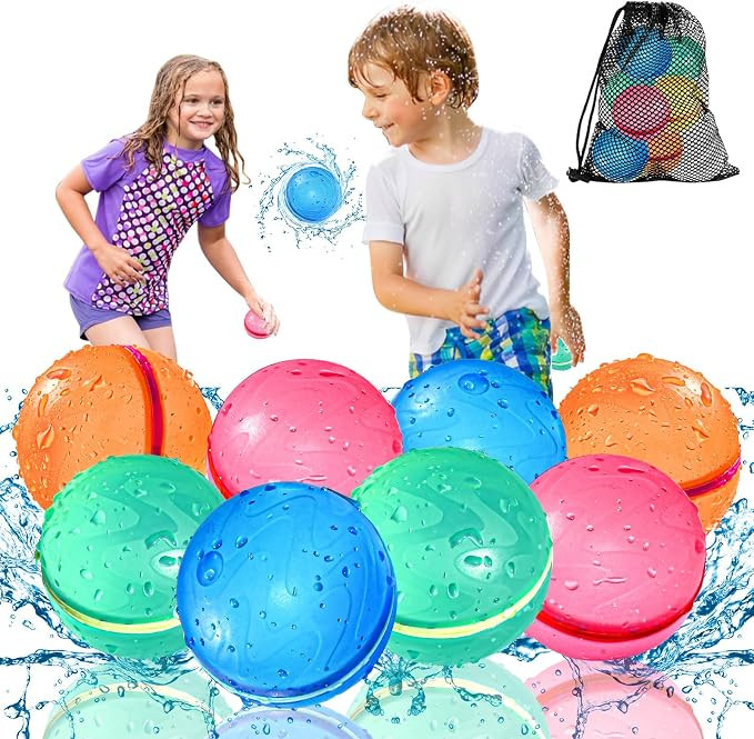 SOPPYCID Reusable Water Balloons, Self Sealing, Refillable Water Bomb Splash Balls, Pool Toys for... | Amazon (US)