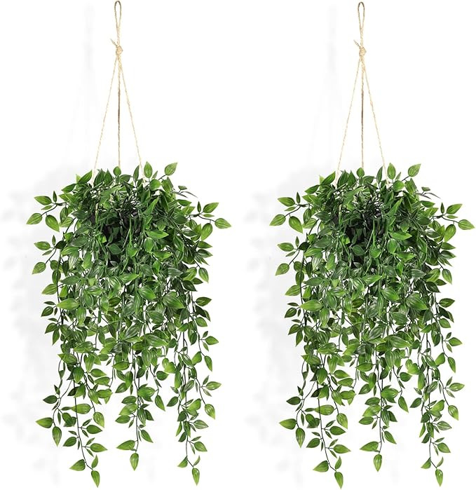 Fake Hanging Plants Indoor - 2 Pack Faux Greenery Plant for Home Decor Artificial Potted Vines wi... | Amazon (US)
