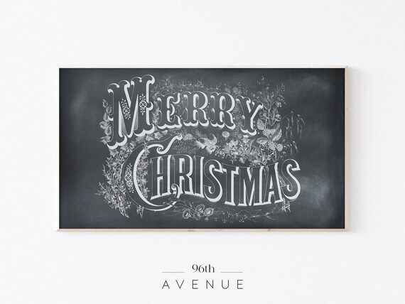 Samsung Frame Tv Art Merry Christmas Sign | Chalk Christmas | Christmas Holiday Frame Tv | Vintag... | Etsy (US)