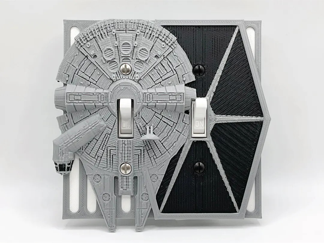 Star Wars Double Light Switch Cover: Millennium Falcon & TIE Fighter | Etsy (US)