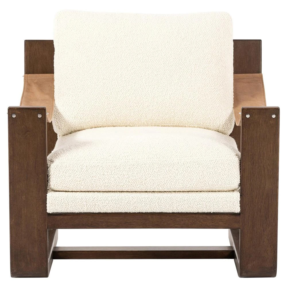 Myrtle Rustic Lodge Modern Cream Upholstered Sling Occasional Arm Chair | Kathy Kuo Home