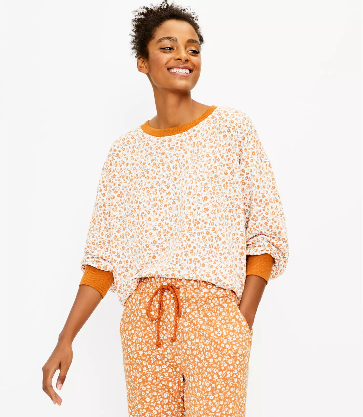 Lou & Grey Flower Cozy Cotton Terry Sweatshirt | LOFT