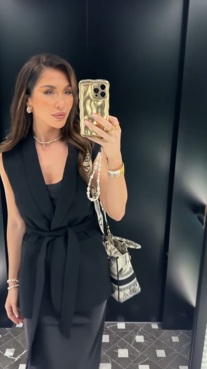 Slip dress, midi dress, black dress, satin dress, scoop neck dress, sleeveless blazer, black waistcoat, tie waist sleeveless blazer, tie waist waistcoat, white heels, padded heels, tote bag, shoulder bag, gold phone case, Miss Pap, ASOS, Shein, Ego, H&M, River Island, BooHoo

#LTKstyletip #LTKSeasonal #LTKeurope