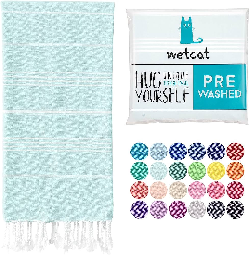 WETCAT Turkish Beach Towel Oversized 38x71 100% Cotton Sand Free Quick Dry Extra Large Light Trav... | Amazon (US)