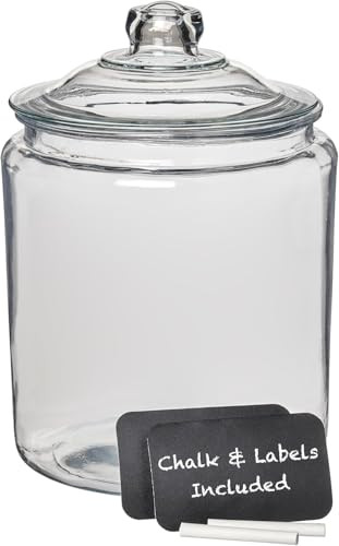 Anchor Hocking Heritage Hill Glass Jar with Lid, 2 Gallon Capacity, with 2 Chalkboard Labels and Chalk | Amazon (US)