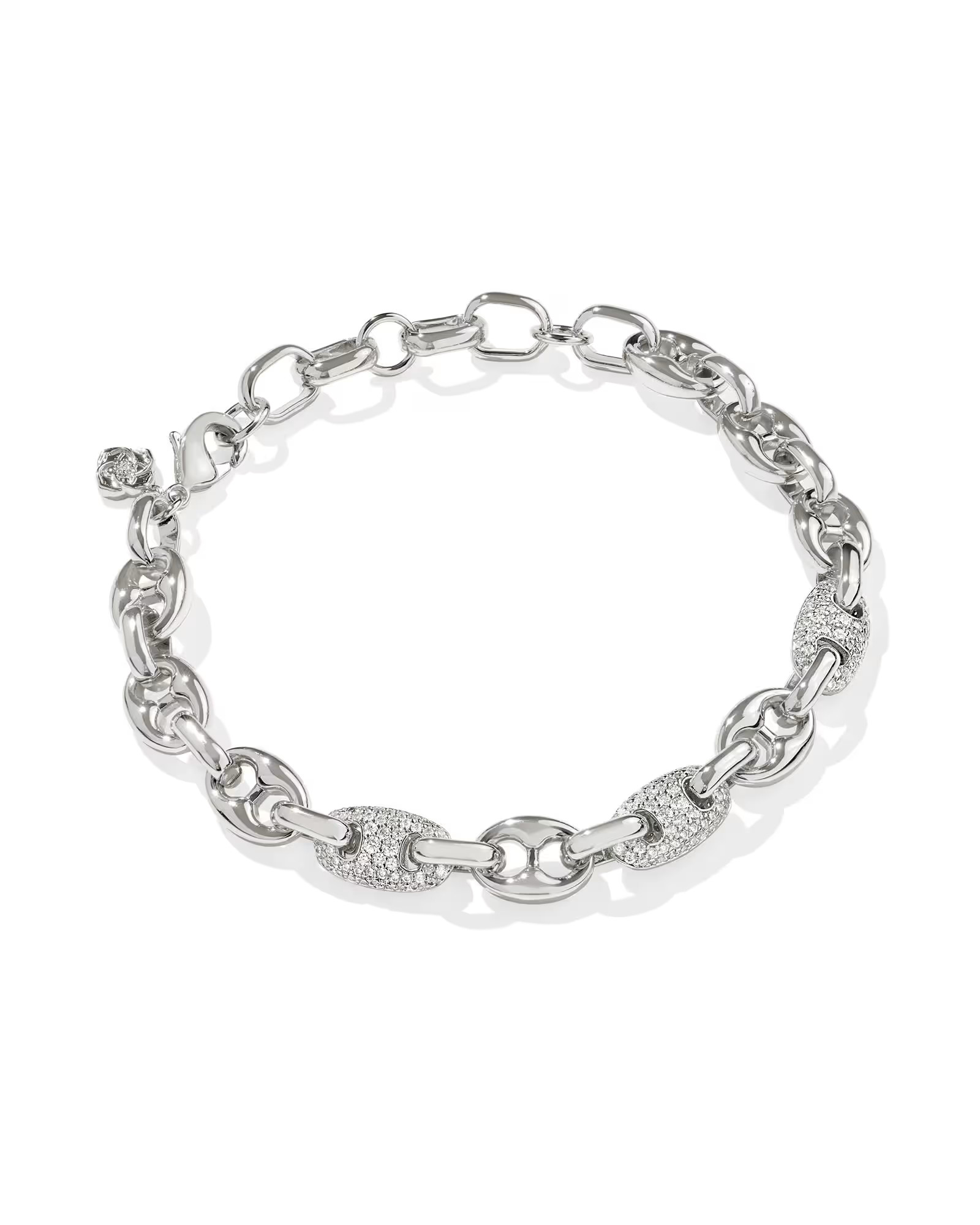 Kendra Scott Bailey Silver Pave Chain Bracelet in White Crystal | Crystal/Metal | Kendra Scott