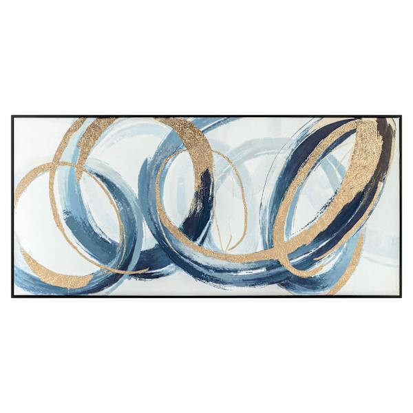 Framed Gold Blue Swirls Wall Art, 30" | At Home