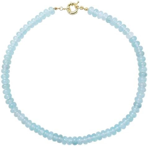 Beaded Gemstone Necklace for Women, Pure Color Boho Bead Choker Natural Stone Surfer Beach Rainbo... | Amazon (US)