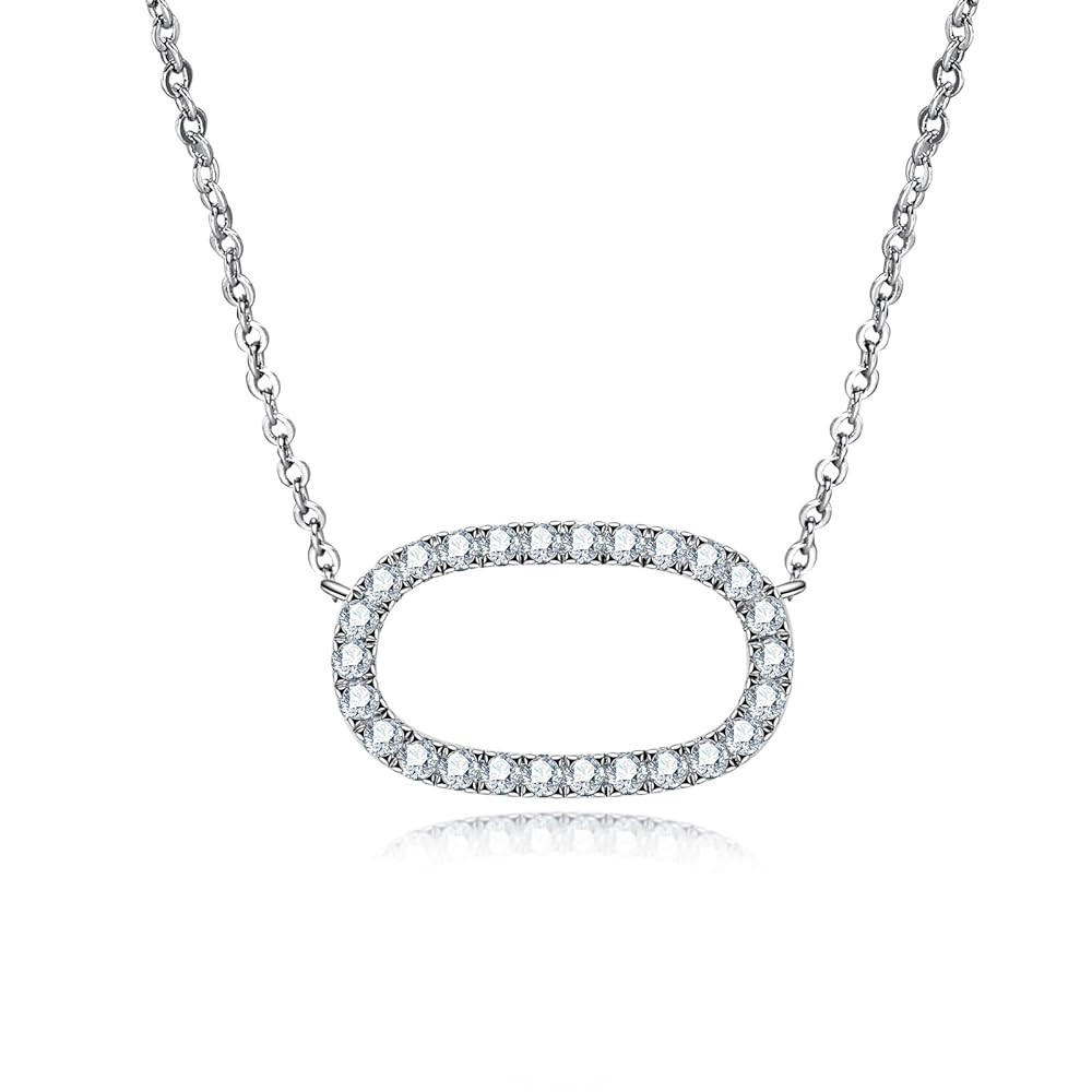 0.78cttw Moissanite 14K Gold Plated Rhodium Outline Circle Pendant Necklace Minimalist Design Hal... | Amazon (US)