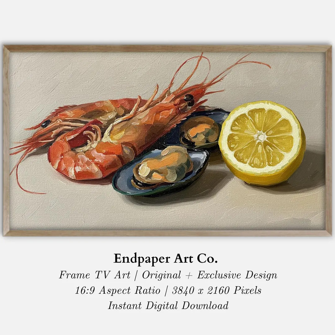 Seafood Still Life Frame TV Art | Instant Digital Download for 16:9 Samsung, Hisense Canvas + LG ... | Etsy (US)