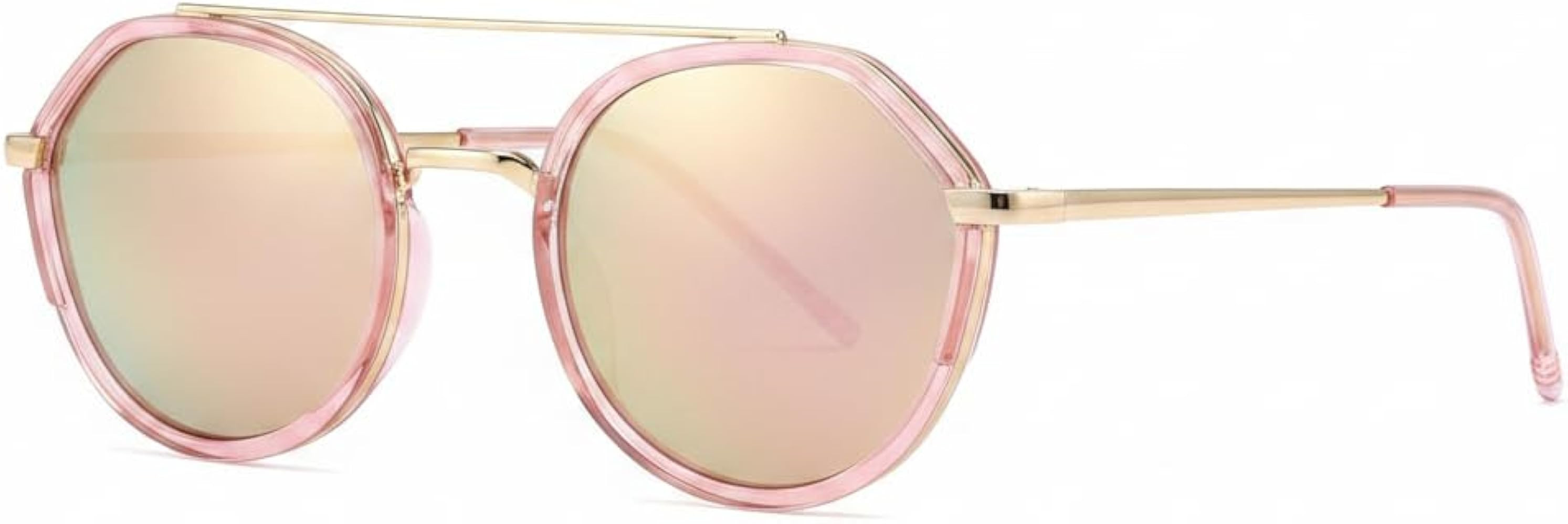 Tangle Free Aviator Sunglasses Polarized Round Shades for Women | Amazon (US)