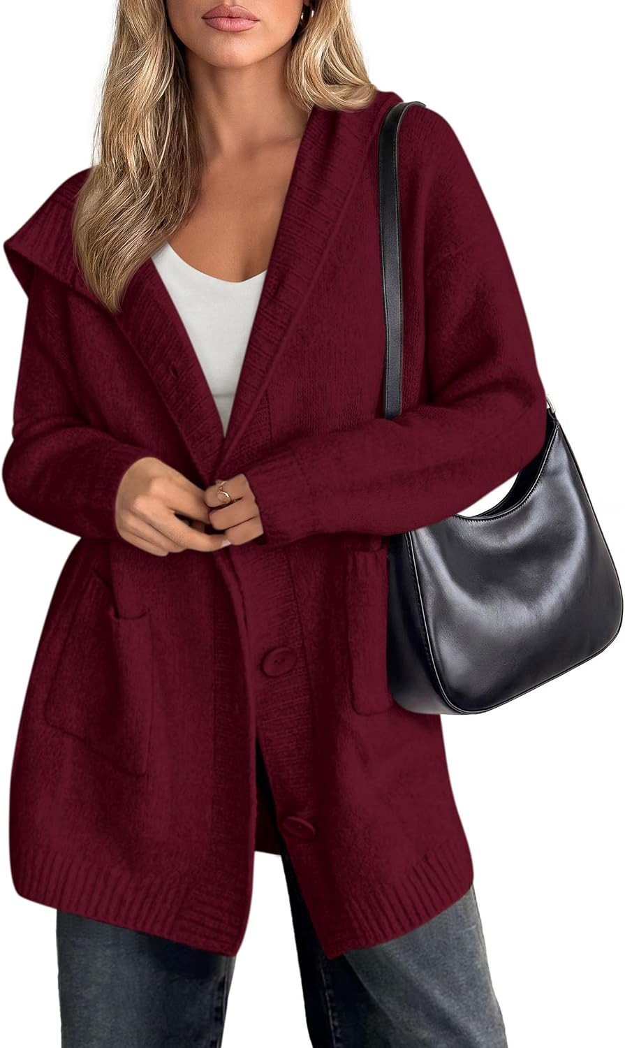 PRETTYGARDEN Women's Long Cardigans Fall Hooded Button up Oversized Sweater | Amazon (US)