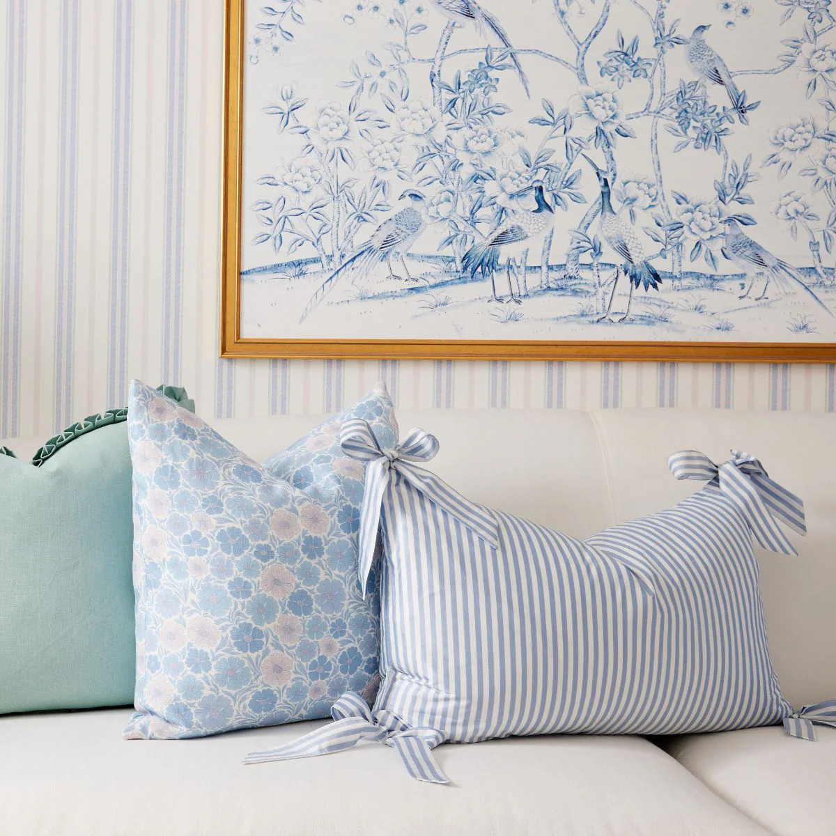 Noelle Bow Pillow Cover in French Blue | Caitlin Wilson Design