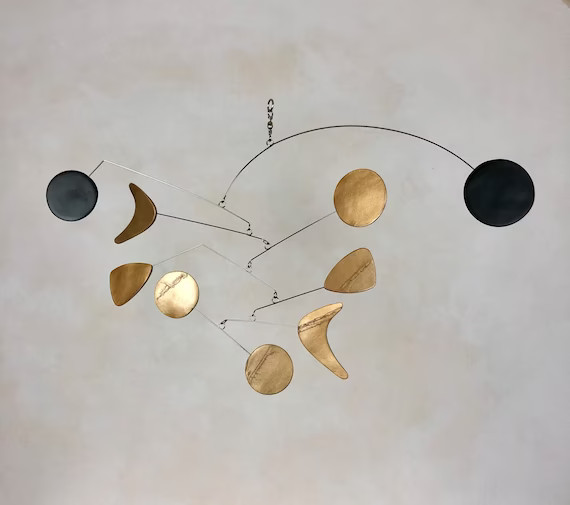 Brass and Black Hanging Mobile Kinetic Mobile Art Mobile - Etsy | Etsy (US)
