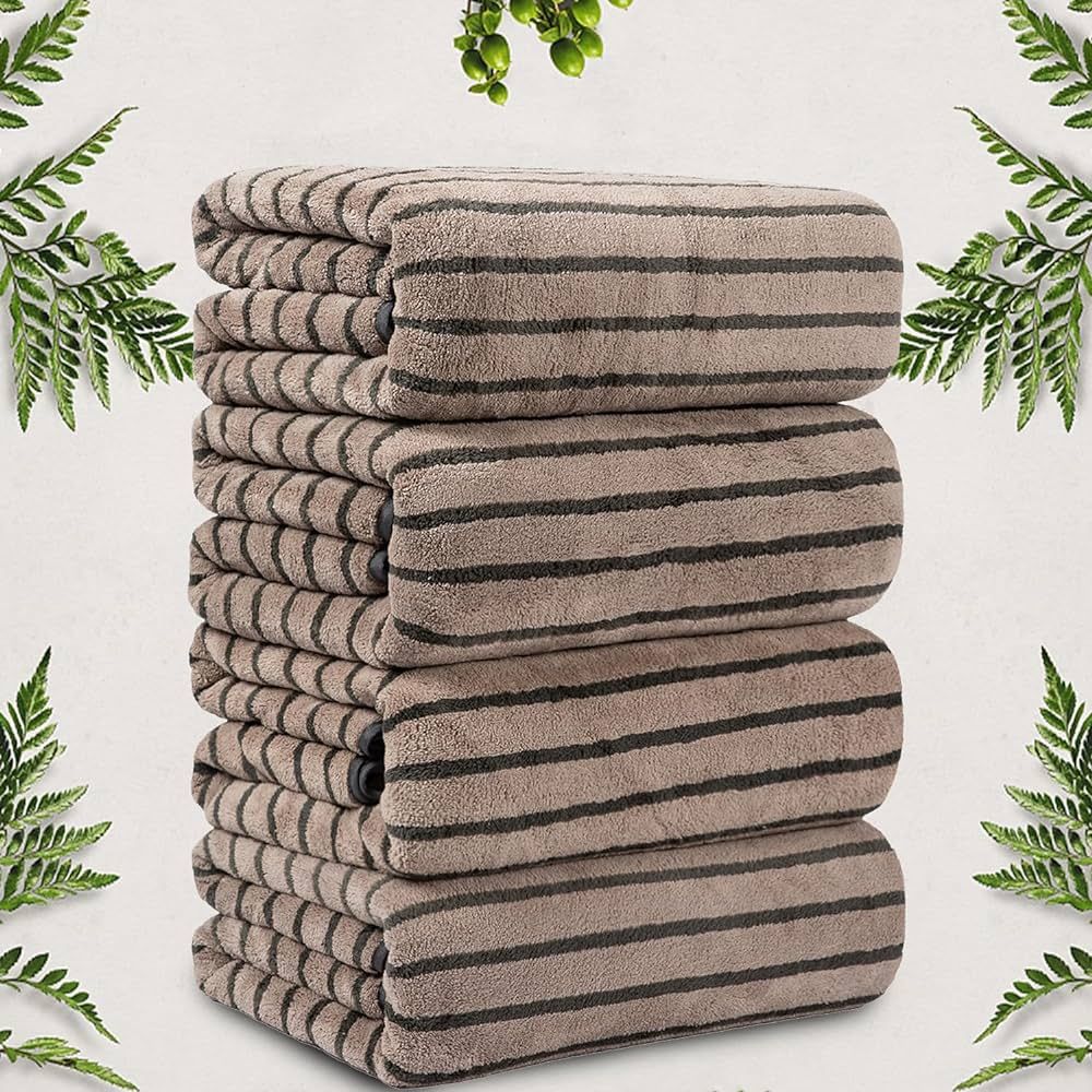 4 Piece Oversized Bath Towels Set, Super Soft Large Bath Sheet Lightweight Highly Absorbent Quick... | Amazon (US)