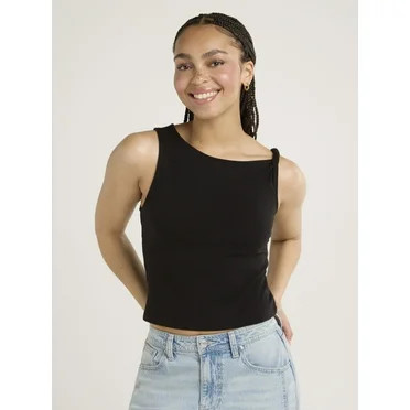 No Boundaries Ribbed High Neck Tank Top, Women's | Walmart (US)