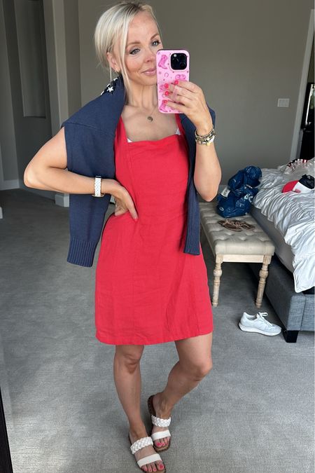 Wearing a medium in the linen dress, but could have done small! Comes in other colors! 50% off almost everything at old
Navy this weekend 

#LTKStyleTip #LTKSaleAlert #LTKFindsUnder50