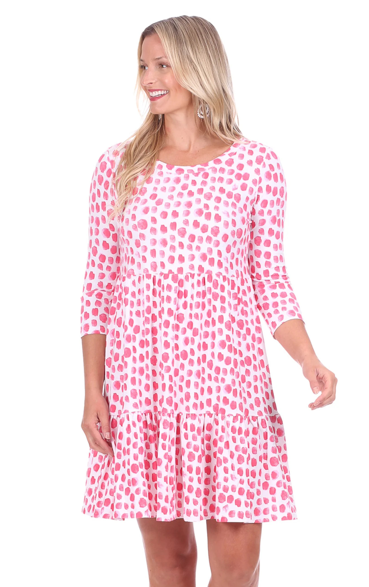 Ashton Dress in Pink Watercolor Dot | Duffield Lane