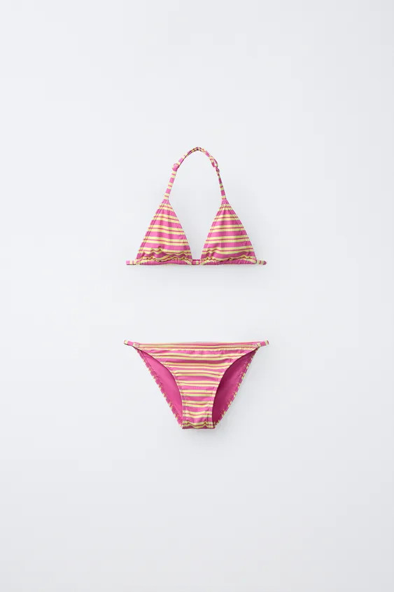 6\u201314 YRS HIBISCUS RIB STRIPED BIKINI | Zara US