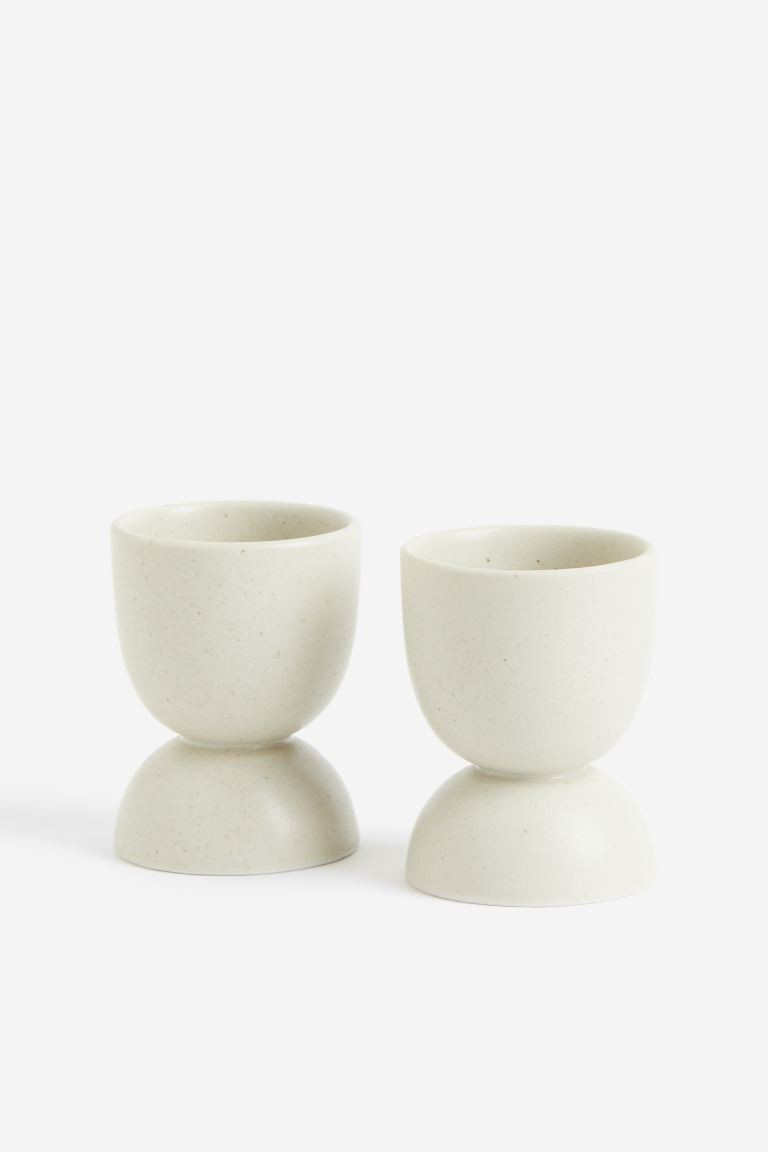 2-pack Porcelain Egg Cups - Light beige  - Home All | H&M US | H&M (US + CA)