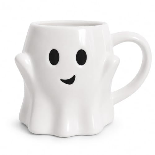 Tedercle 14 oz Halloween Ghost Mug – White Ceramic Cute Ghost Coffee Cup with Spooky Smiling Face, Fun Holiday Drinkware for Hot Cocoa, Tea, Seasonal Table Decor Gift | Amazon (US)