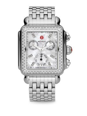 Deco Diamond & Stainless Steel Chronograph Bracelet Watch | Saks Fifth Avenue
