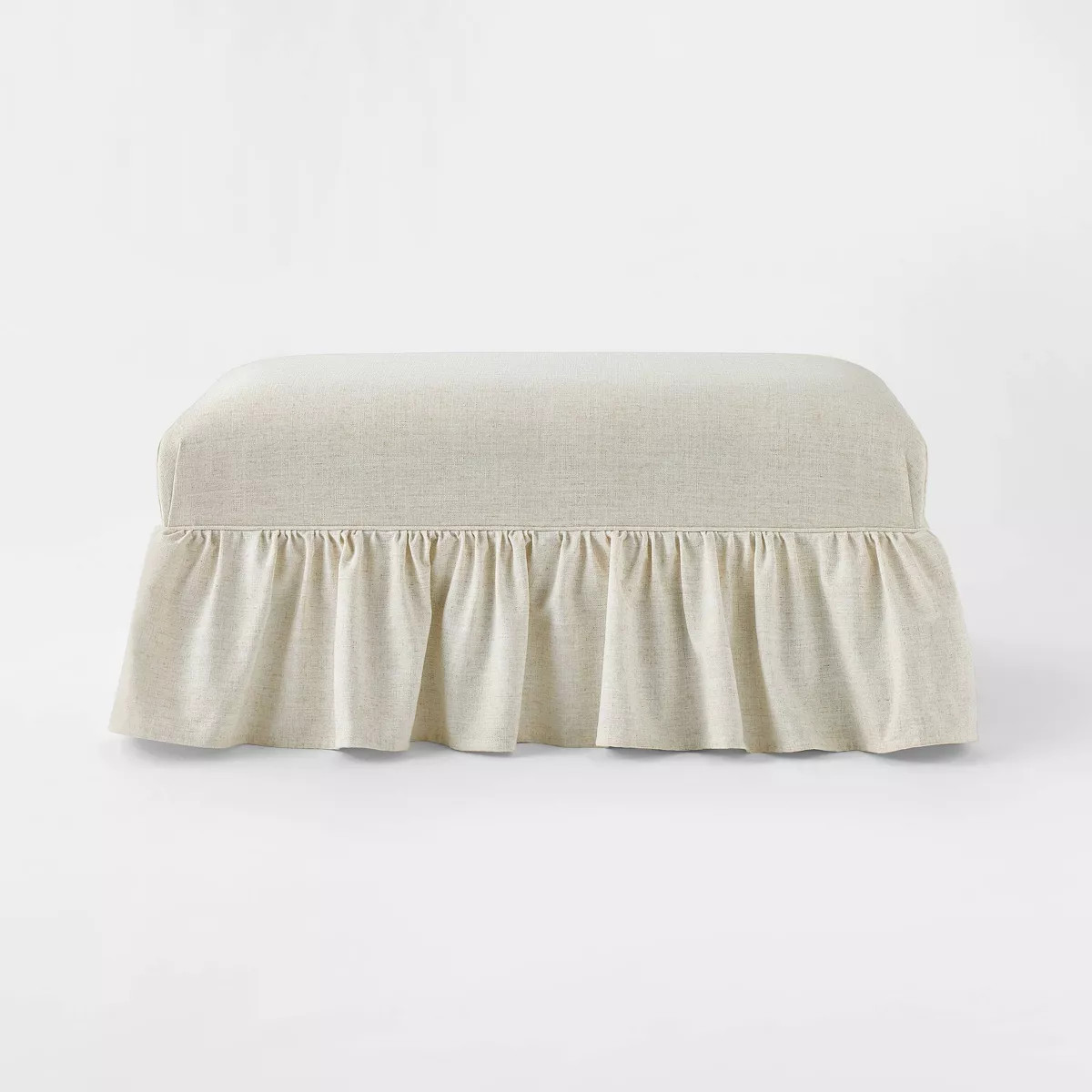 Ruffle Skirt Bench Cream Flecked Linen - Threshold™ designed with Studio McGee | Target