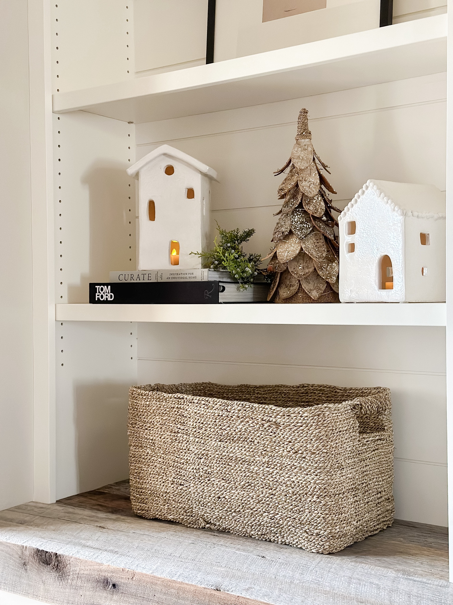 Holiday shelf styling moment

White ceramic houses | lit birch tree

#LTKfindsunder100 #LTKhome #LTKHoliday