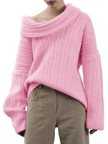 Saodimallsu Womens Off The Shoulder Sweater Top Oversized Fall Batwing Boat Neck Knit Sexy Casual... | Amazon (US)