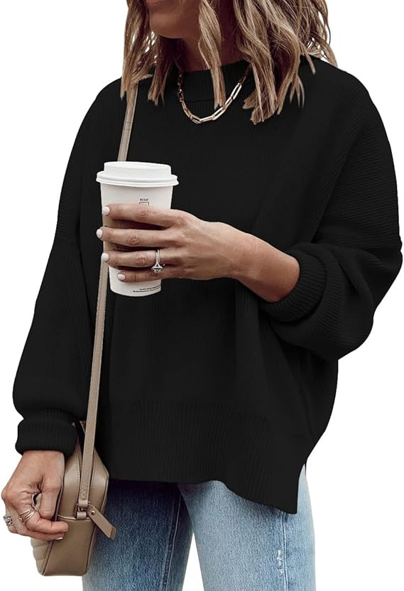 Imily Bela Womens Oversized Tunic Sweaters Fall Slouchy Long Sleeve Ribbed Knit Side Slit Pullove... | Amazon (US)
