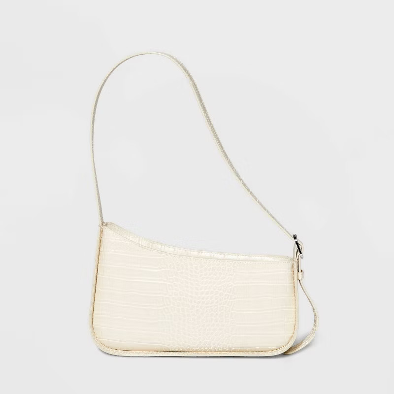 Crocodile Print Asymmetric Shoulder Handbag - A New Day™ Ivory | Target