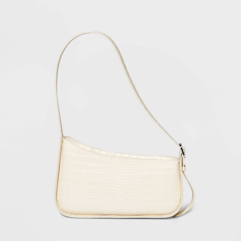 Crocodile Print Asymmetric Shoulder Handbag - A New Day&#8482; Ivory | Target