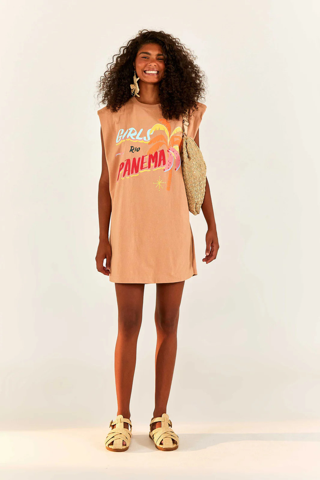 Brown Rio Ipanema T-Shirt Dress | FarmRio (US)