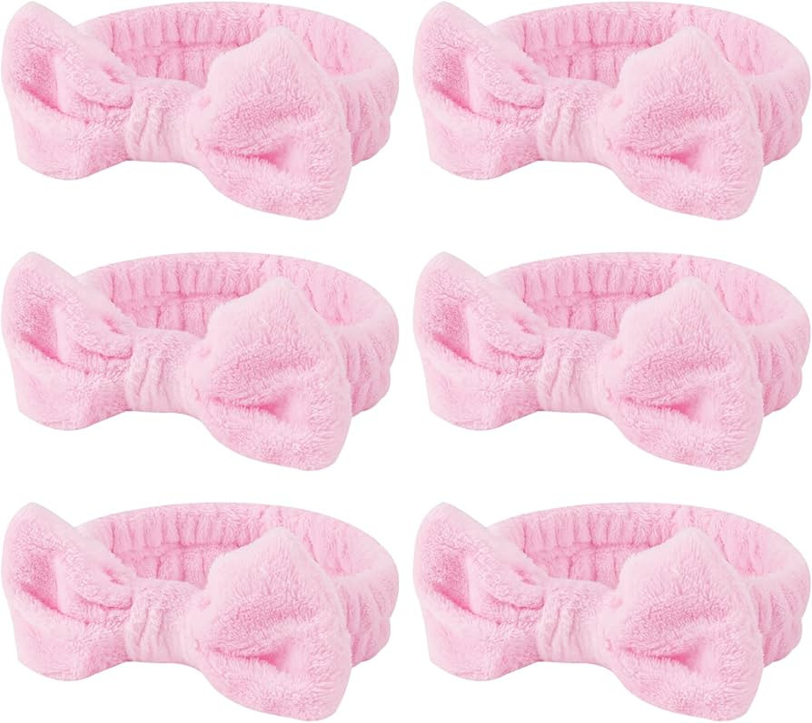 6 Pcs Pink Spa Headband, Bow Hair Band, Hair Band for Washing Face, Makeup Headband, Skincare Hea... | Amazon (US)