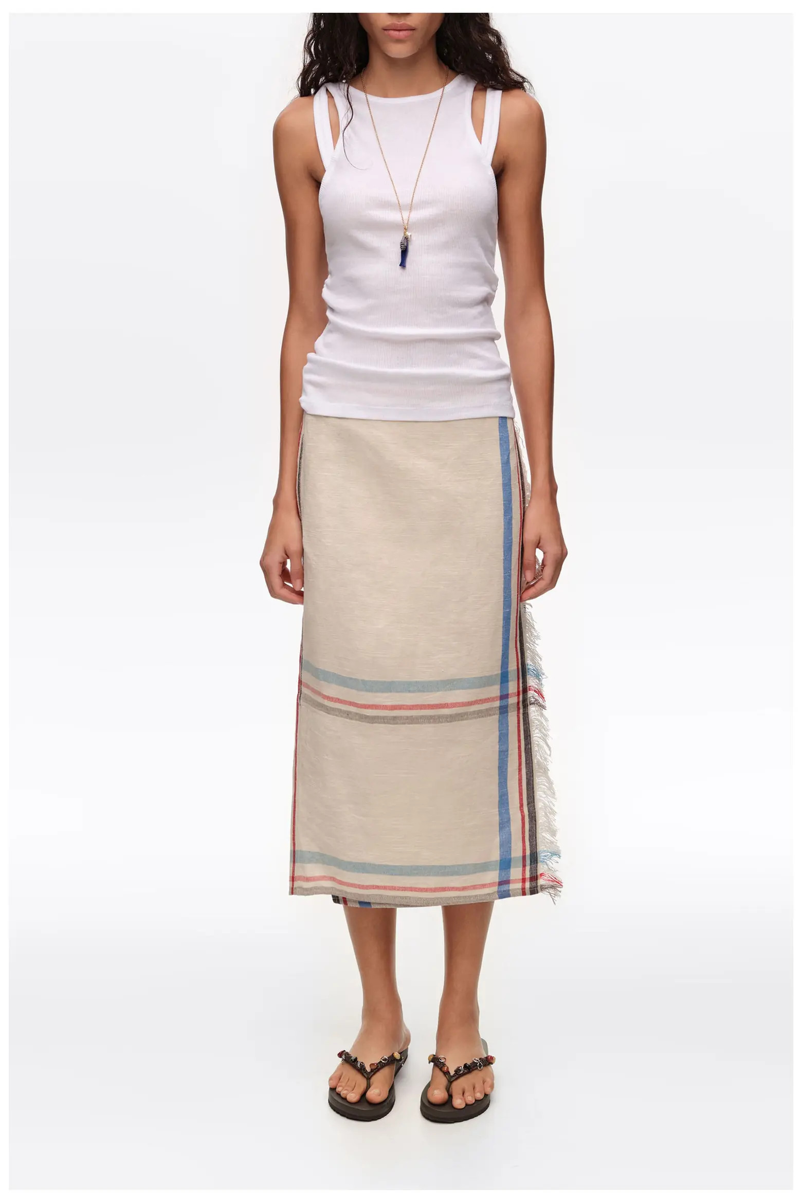 Linen Straight Striped Midi Wrap Skirt (Women) | Nordstrom | Nordstrom