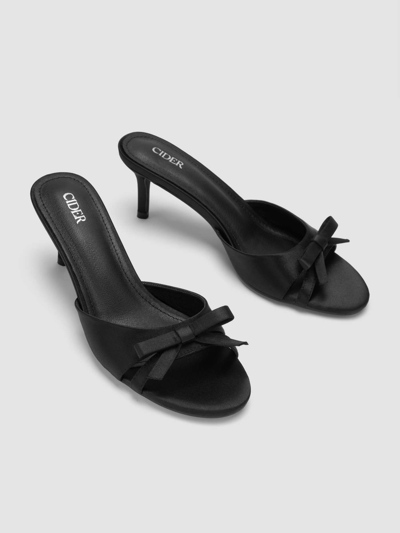 TWO-TONE BOWKNOT SATIN MID HEEL SANDALS For Daily Casual Vacation | Cider