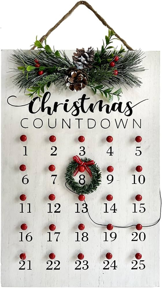 HOMirable Christmas Countdown 25 Days Wreath Advent Calendar Number Date Decor Merry Christmas Si... | Amazon (US)